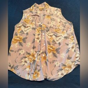 Elegant Floral Sleeveless Blouse